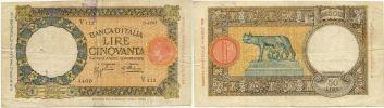 50 Lire 30.7. 1896 až 19.5. 1926 - podpisy Azzolini a Cima