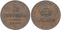 Cu 5 Centesimi 1822 V