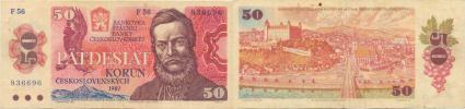 50 Kčs 1987  sér. F 56          Baj. 104a;  Hej. 108b