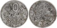 Düren - 10 Pf. 1918 / hlava v helmě a zn. SD        Fe 23 mm