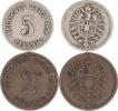 2 Pfennig 1875 D; +5 Pfennig 1876 F           2 ks
