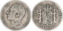 1 Peseta 1883(83) MS-M      Y B76;  KM 688