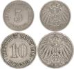 5 Pfennig 1910 E; +10 Pfennig 1912 A        2 ks