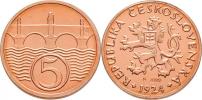 5 Haléř 1924 - replika - značená R 2000