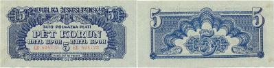 5 K 1944  sér. ET - podtisk vodorovný    SPECIMEN - nahoře   Hej.