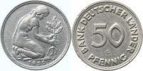 50 Pfennig 1950 G - Bank Deutscher Länder   "RR"  KM 104