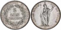 5 Lire 1848 M - dlouhé konce ratolestí věnce nad letopočtem