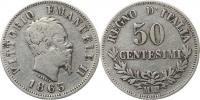 50 Centesimi 1863 M /BN - II. typ        KM 14.1    Ag 835