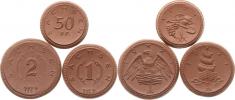 Sasko - 50 Pf. 1921; +1 Mark 1921; + 2 Mark 1921    3 ks