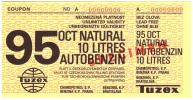 Poukázka Tuzex (10 l benzínu 95 oct. Natural) SPECIMEN
