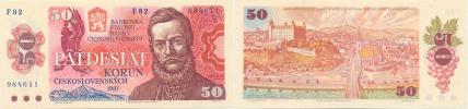 50 Kčs 1987  sér. F 82          Baj. 104a;  Hej. 108b