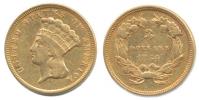 3 Dolar 1854 - hlava indiána