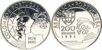 200 Escudos 1991 - Kolumbus a Portugalsko       KM 658a    Ag 925