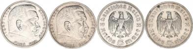 5 RM 1935 A - Hindenburg bez svastiky     2 ks