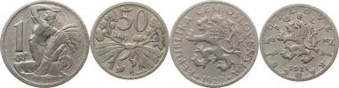 1 Kč 1929; +50 hal. 1921         2 ks