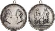 Medaile na zásnuby s Alžbětou Kristýnou Braunschweig - Wolfenbüttel 23.3.1708. Portréty snoubenců proti sobě