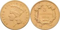 3 Dolar 1855 - hlava indiána