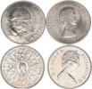 1 Crown 1965 - Churchill KM 910 CuNi +25 New Pence 1980 - 80. výr. královny Matky KM 921 CuNi 2 ks