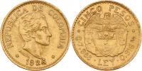 5 Peso 1925 - chyba v ozn.mincovny "MFDFLLIN"