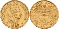 5 Peso 1925 - chyba v ozn.mincovny "MFDFLLIN"
