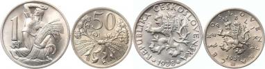 50 hal. 1931; +1 Kč 1938        2 ks      "sbírkové"