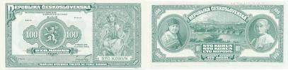 100 Kč 1920    SPECIMEN        "NOVOTISK"