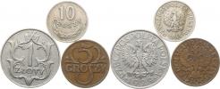 1 Zloty 1929; +10 groszy 19498 CuNi; +5 groszy 1935 Cu     3 ks
