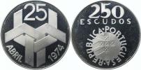 250 Escudos 1976 - Revoluce 25. IV. 1974          KM 604    Ag 68