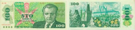 100 Kčs 1989 - Gottwald   sér. A 18       Baj. 106; Hej. 110