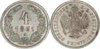 4 kr. 1861 A - stříbřený