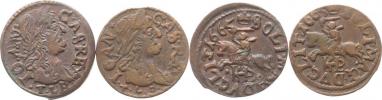 Solidus litevský 1665 KP - dva typy: s tečkou a bez tečky před KP