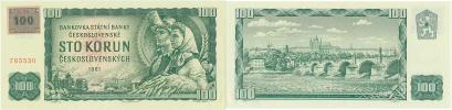 100 Kčs 1961  sér. G 89 - kolkovaná      Baj. CZ 1e;  Hejz. CZ 4b