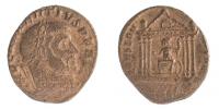 Maxentius 306-312 follis R:Roma v chrámu Sear 3679