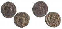 Theodosius I.374-395 AE4 R:Victoria a zajatec,věnec VOT.X MVLT.XX 2ks