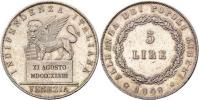 5 Lira 1848 - se lvem svatého Marka na podstavci