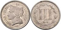 3 Cent 1866 - hlava Liberty (Ni)