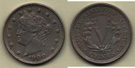 5 Cent 1900 (CuNi) - hlava Liberty