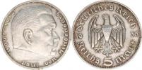 5 RM 1936 J - Hindenburg bez svastiky     "R"