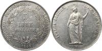 5 Lire 1848 M - krátké konce ratolestí věnce nad letopočtem