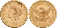 2.5 Dolar 1861 - hlava Liberty