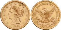 2.5 Dolar 1861 - hlava Liberty