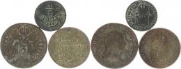 1/4 kr. 1816 A; + 1 kr. 1816 A; +3 kr. 1800 B          3 ks