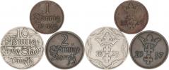 1 Pfennig 1929; +2 Pf. 1937; +10 Pf. 1923         3 ks