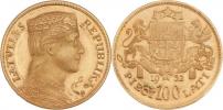100 Lati 1932 - zlatá puncovaná novoražba podle mince