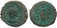 Billon tetradrachma; A: Hlava císaře s vavřínovým věncem zprava R: Stojící Dikaiosyne drží váhy a roh hojnosti. V poli letopočet (1. ok vlády=282) Milne 4714 7