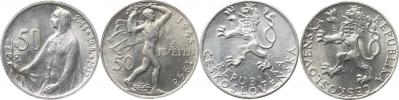 50 Kčs 1947 - SNP; +50 Kčs 1948 - 5. květen      2 ks