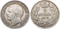 5 Dinara 1879 "BOG ČUVA.."          KM 12    Ag 900  25 g