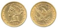 5 Dolar 1882 - hlava Liberty