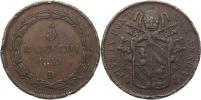 5 Baiocchi 1852 B rok VI - var. široký štít         KM 1356