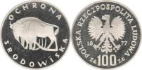 100 Zlotych 1977 - ochrana přírody - zubr Y.87